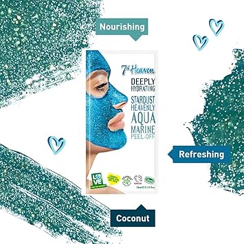 7th Heaven Stardust Heavenly Aquamarine PeelOff Coconut Clay Face Mask to Remove Blackheads Hydrate and Nourish for Ultra Clean Glowing Skin Ideal for Normal Combination and Dry Skin 10ml - Image 3