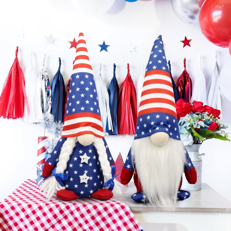 Lovinland 4th of July Decorations - Memorial Day Decorations - 250th Anniversary Patriotic USA Gnomes for Home - Fourth of July for Office, Indoor - 250 Years America Red White Blue Figurines Merchandise - Image 5