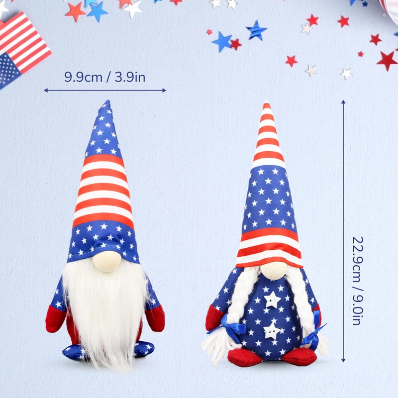 Lovinland 4th of July Decorations - Memorial Day Decorations - 250th Anniversary Patriotic USA Gnomes for Home - Fourth of July for Office, Indoor - 250 Years America Red White Blue Figurines Merchandise - Image 2