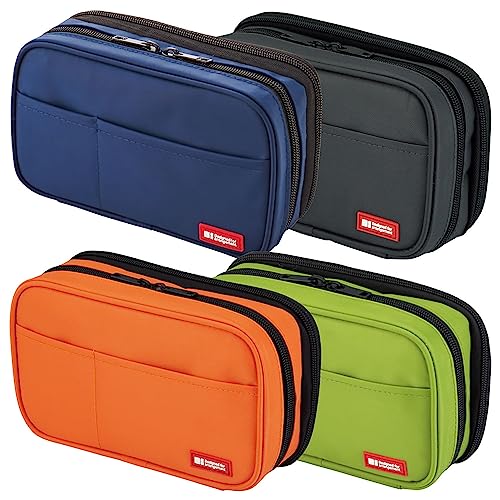 LIHIT LAB Large Capacity Double Zipper Pencil Case For School Office College, Big Capacity 6 Compartments Pencil Bag Holder Adults Teen Boys Girls, Travel Cosmetics Storage, Green Camo (A7555-131) - Image 5