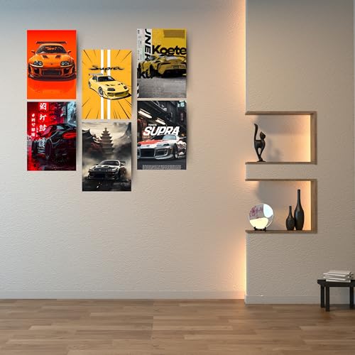 Posters Inc Paper A4 Super Cars Poster Pack of 6 - Room Decor Aesthetic Stuff, Wall Stickers For Home Decoration of Living Room, Bedroom & Office For Motor Sport Enthusiasts - With Glue Dots - Image 2