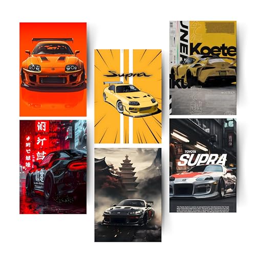 Posters Inc Paper A4 Super Cars Poster Pack of 6 - Room Decor Aesthetic Stuff, Wall Stickers For Home Decoration of Living Room, Bedroom & Office For Motor Sport Enthusiasts - With Glue Dots - Image 1