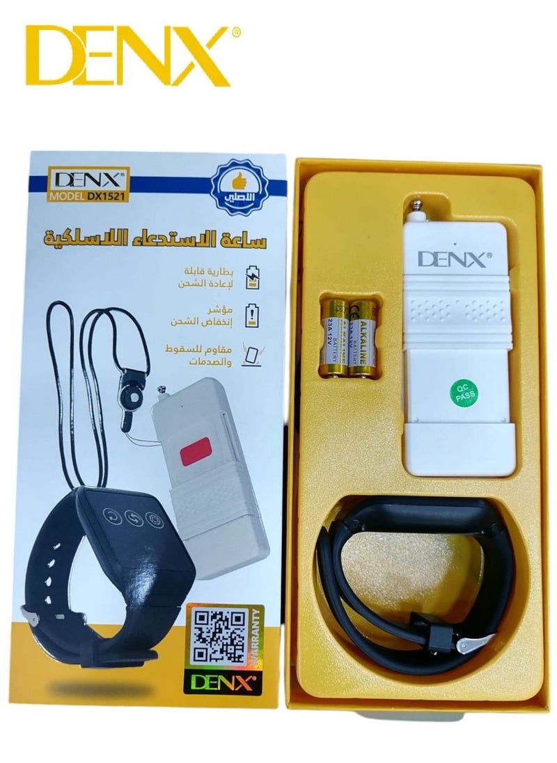 Denx Wireless Caregiver Call Button Smart Emergency Call Button 1000m Range With Rechargeable Receiver Watch Multi-Function Help System  - Image 1