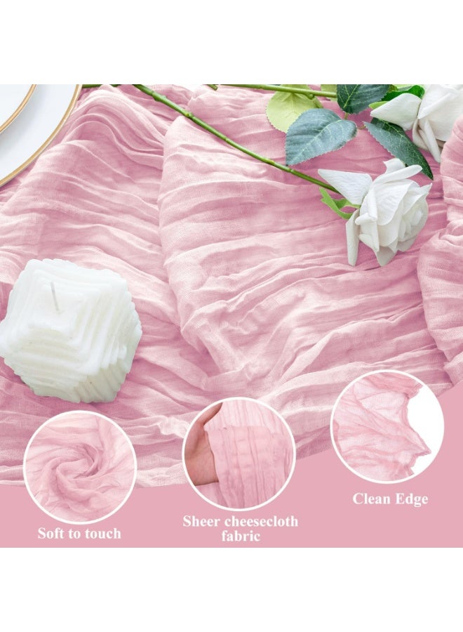 TAYRAN Tulle tablecloth, cotton tulle tablecloth, bohemian style decorative tablecloth, table centerpiece, 90x400 cm, suitable for wedding, baby shower, tea party and other tulle table decoration - Image 3