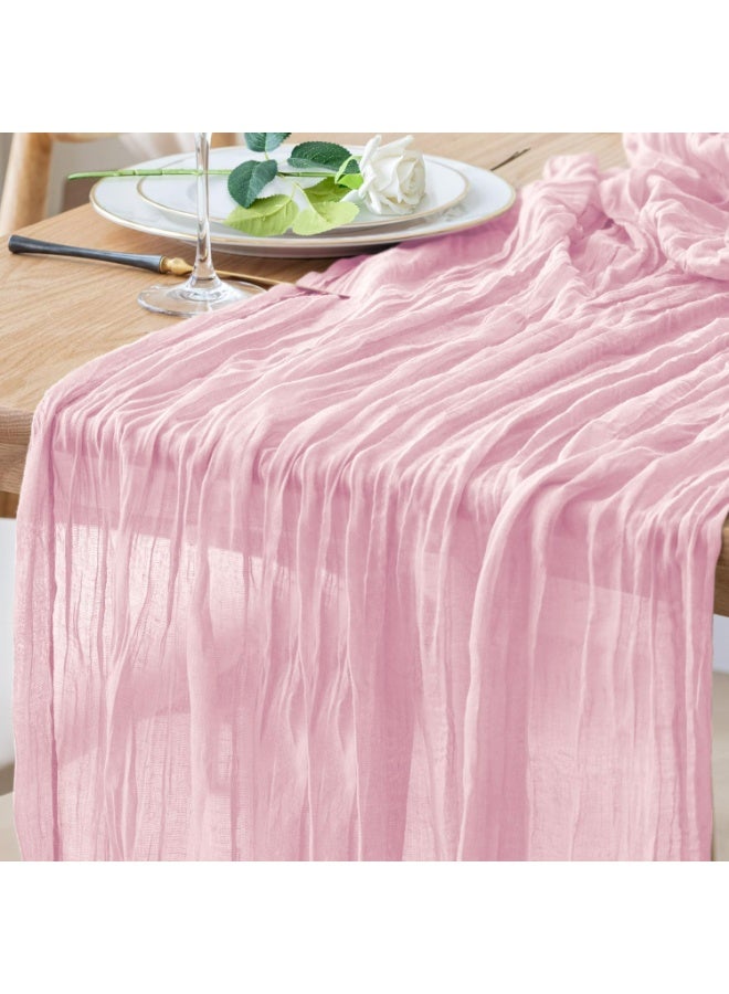 TAYRAN Tulle tablecloth, cotton tulle tablecloth, bohemian style decorative tablecloth, table centerpiece, 90x400 cm, suitable for wedding, baby shower, tea party and other tulle table decoration - Image 1