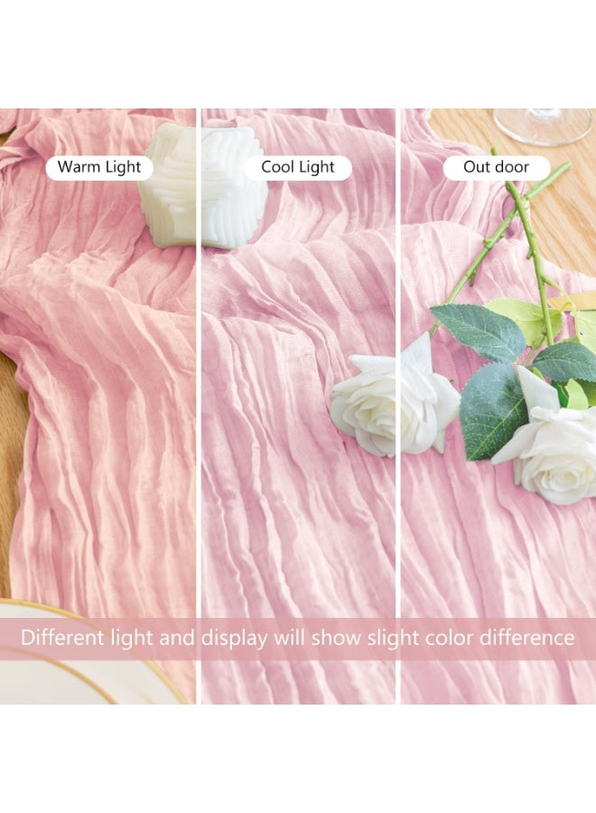 TAYRAN Tulle tablecloth, cotton tulle tablecloth, bohemian style decorative tablecloth, table centerpiece, 90x400 cm, suitable for wedding, baby shower, tea party and other tulle table decoration - Image 5