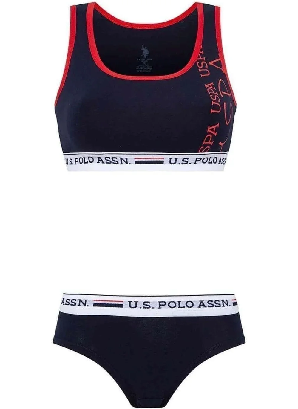 U.S. Polo Assn. 66255 Women's Navy Blue Bustier Shorts Set