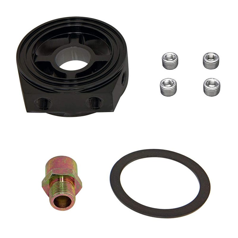 GlowShift Oil Filter Sandwich Adapter Compatible with Ford Super Duty 6.7L Power Stroke 2011-2025 - Install up to (4) 1/8-27 NPT Oil Pressure & Temperature Sensors - Includes O-Ring & Port Plugs - Image 3