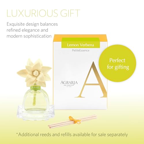 AGRARIA Lemon Verbena Scented PetiteEssence Diffuser, 1.7 Ounces with Reeds and a Flower - Image 5
