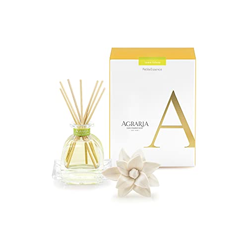 AGRARIA Lemon Verbena Scented PetiteEssence Diffuser, 1.7 Ounces with Reeds and a Flower - Image 1