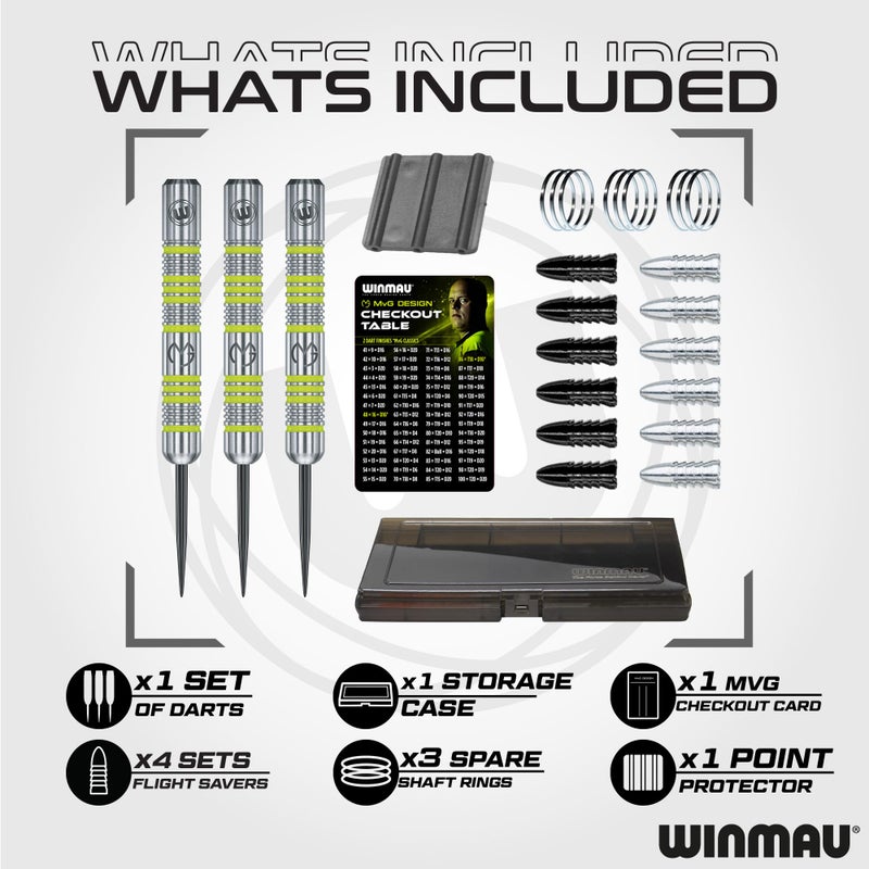 Winmau WINMAU Michael Van Gerwen MvG Steeltip Gift Set - 50 Piece Darts Set with 4 Sets of Shafts, 4 Sets of Flights Plus Accessories - Image 2