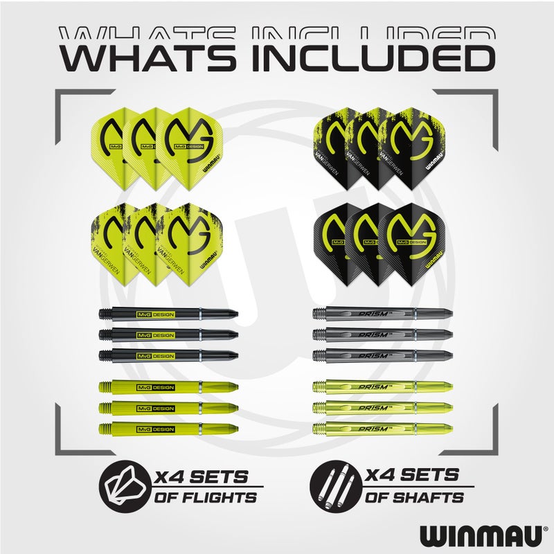 Winmau WINMAU Michael Van Gerwen MvG Steeltip Gift Set - 50 Piece Darts Set with 4 Sets of Shafts, 4 Sets of Flights Plus Accessories - Image 3