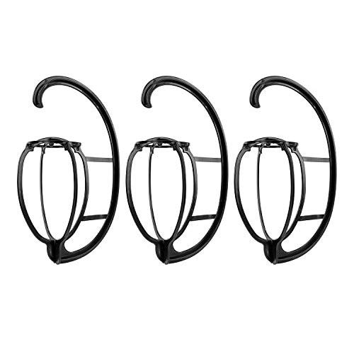 STUDIO LIMITED 3 Packs Portable Wig and Hat Hanger with Durable Stand and Tool Holder Black