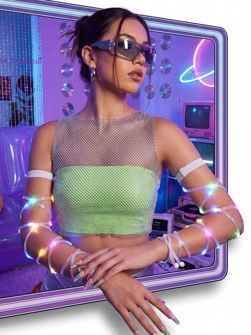Lorealri LED Light Up Arm Bands, Spiral Glow Wraps for Mardi Gras Party EDC Music Festival Costume, Multicolor - Image 3