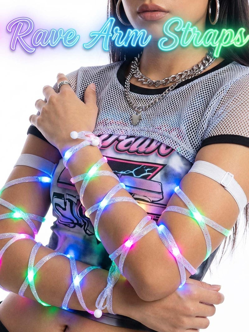 Lorealri LED Light Up Arm Bands, Spiral Glow Wraps for Mardi Gras Party EDC Music Festival Costume, Multicolor - Image 4