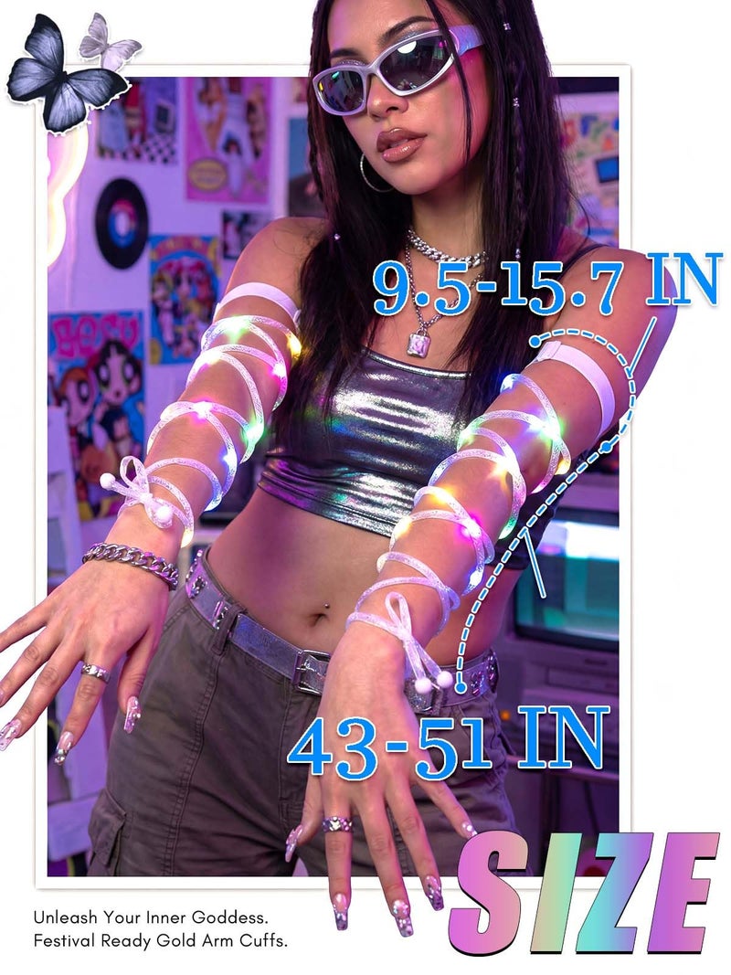 Lorealri LED Light Up Arm Bands, Spiral Glow Wraps for Mardi Gras Party EDC Music Festival Costume, Multicolor - Image 2