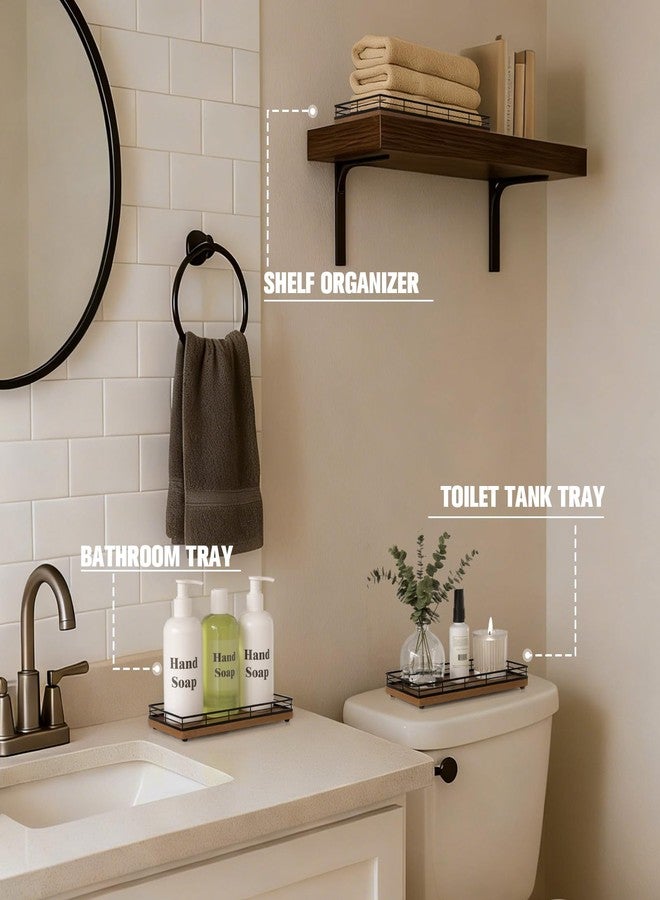 Focusonit Bathroom Vanity Tray for Counter - 12" x 6 "Acacia Wood Decorative Tray for Toilet Tank - Catchall Wooden Sink Tray Countertop Organizer for Kitchen│Dresser Room│Coffee Bar - Image 4