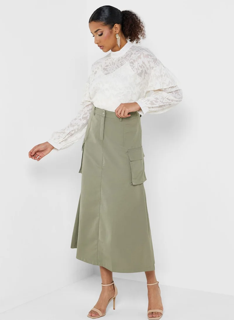 Montania Pocket Detail High Waist Skirt