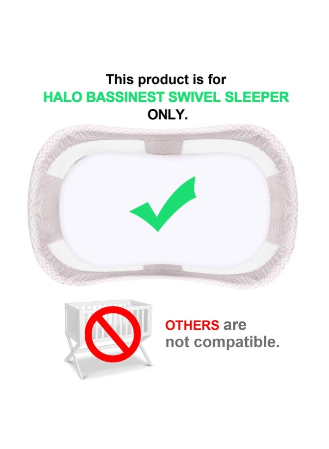 Biloban Bassinet Mattress Cover Compatible with Halo Bassinest Swivel Sleeper Bassinet Mattress Pad, 2 Pack, Microfiber, Waterproof and Soft, White - Image 2