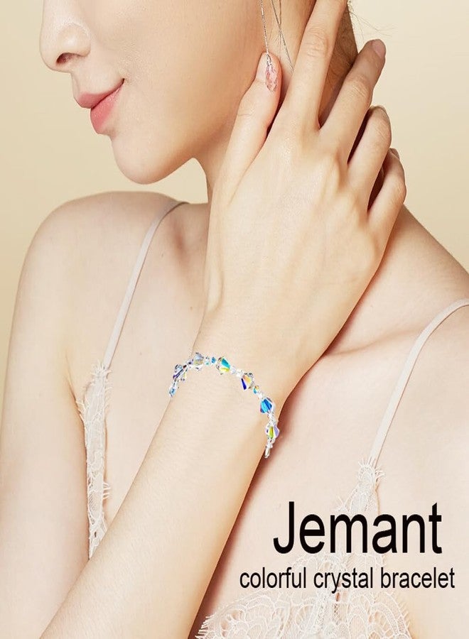 Jemant Iridescent Bracelet For Women Colorful Glass Beaded Clear Cute Dainty Fashion Ab Faux Crystal Bracelet Birthday Gift (Bracelet 2) - Image 3