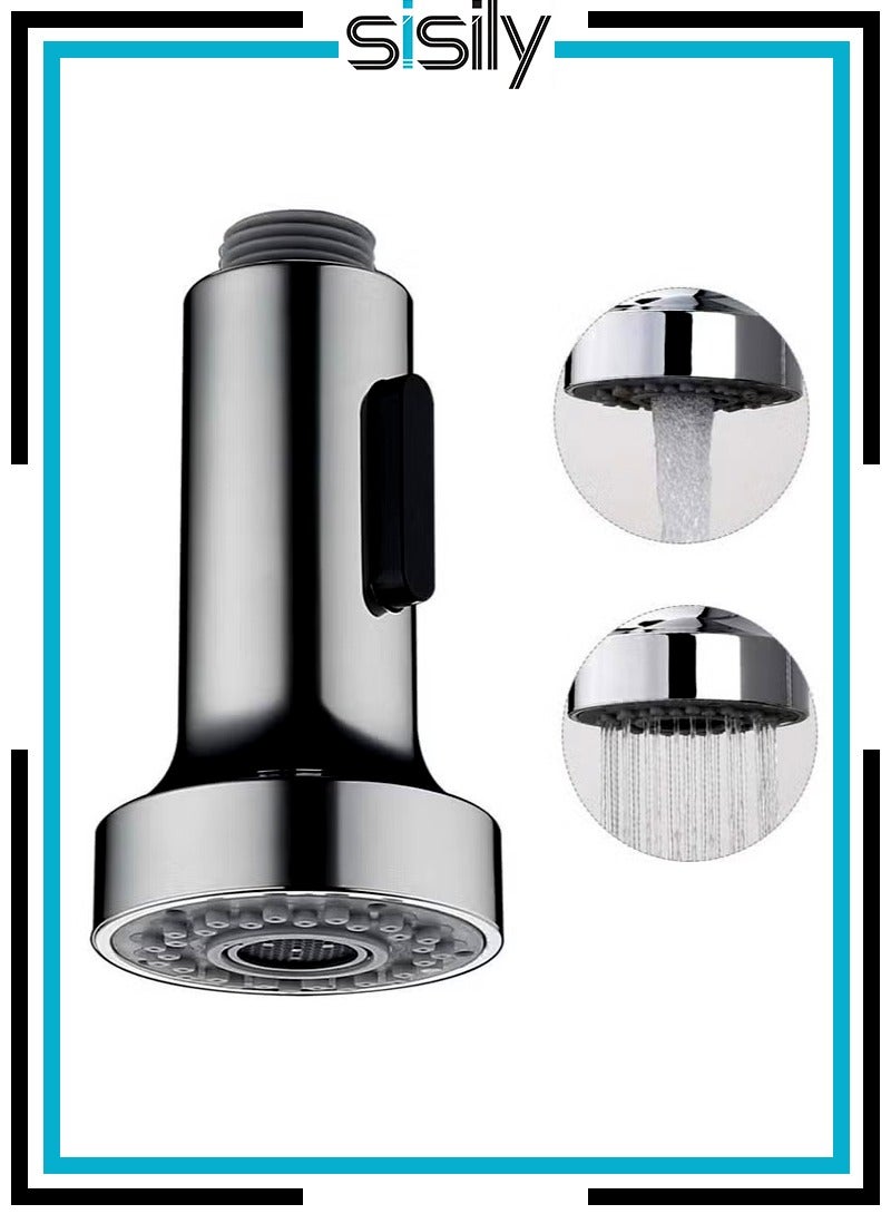 Sisily Pull Down Faucet Replacement Head, 2 Functions Kitchen Faucet Sprayer Head, G 1/2 Pull Out Spray Head for Kitchen Faucet, Chrome Kitchen Sink Faucet Head - Image 1