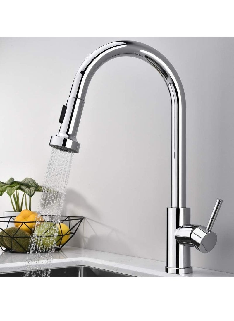 Pull Down Faucet Replacement Head, 2 Functions Kitchen Faucet Sprayer Head, G 1/2 Pull Out Spray Head for Kitchen Faucet, Chrome Kitchen Sink Faucet Head