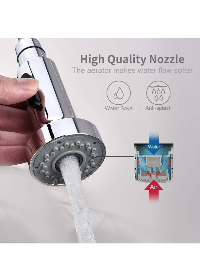 Pull Down Faucet Replacement Head, 2 Functions Kitchen Faucet Sprayer Head, G 1/2 Pull Out Spray Head for Kitchen Faucet, Chrome Kitchen Sink Faucet Head