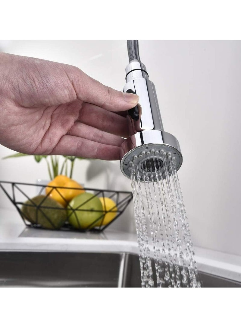 Pull Down Faucet Replacement Head, 2 Functions Kitchen Faucet Sprayer Head, G 1/2 Pull Out Spray Head for Kitchen Faucet, Chrome Kitchen Sink Faucet Head