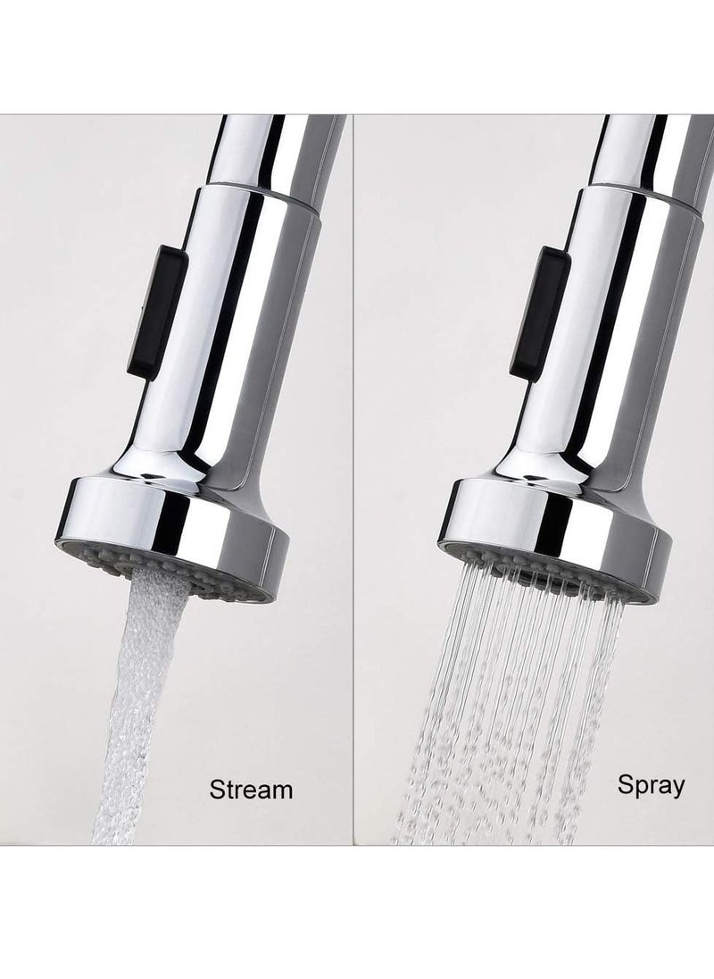 Pull Down Faucet Replacement Head, 2 Functions Kitchen Faucet Sprayer Head, G 1/2 Pull Out Spray Head for Kitchen Faucet, Chrome Kitchen Sink Faucet Head