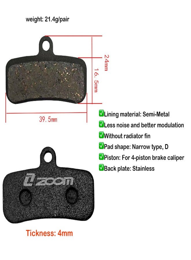CooMeng Zoom 4-Pistons Replacement Pads Semi-Metallic Brake Pads Compatible with Zoom HB876E, XTR XT Surron SLX Deore Saint - Image 3