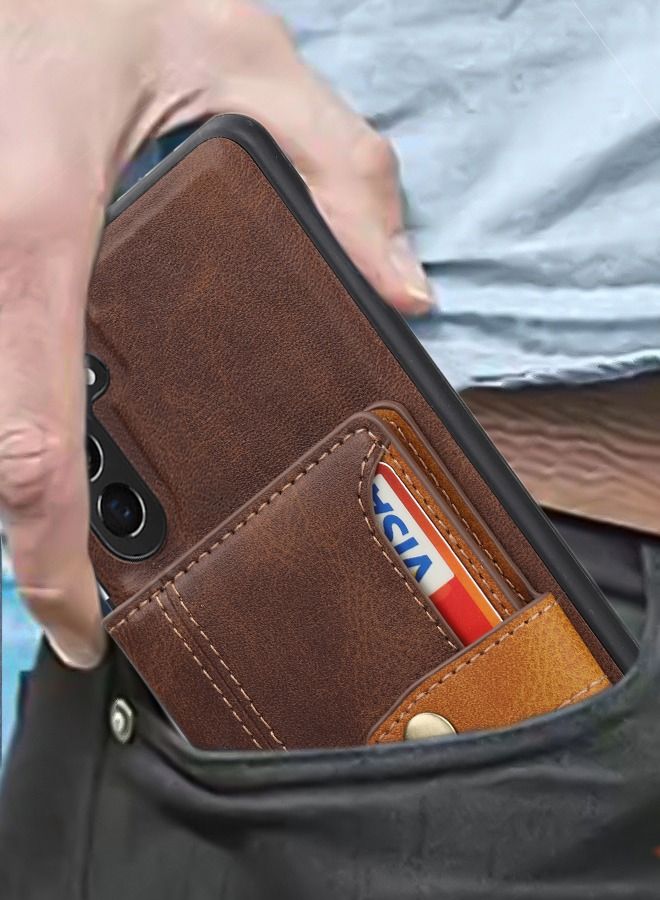 GROIC Design for Samsung Galaxy S23 Plus 6.6" PU Leather Wallet Shell Magnetic Back Kickstand Card Holder Slots Shockproof Protective Flip Cover - Image 5