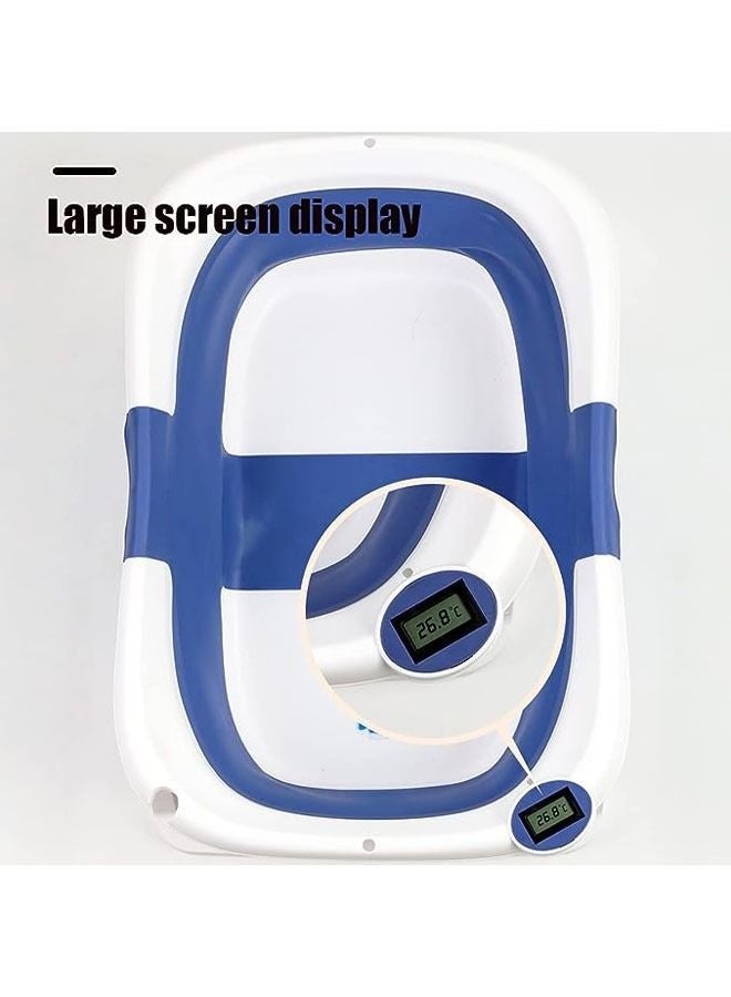 Arabest Baby Folding Bathtub, Portable Collapsible Toddler Bath Tub With Baby Cushion Temperature Sensor Drain Hole and Bath for Newborn/Infant/Toddler, Sitting Lying Large Safe Bathtub - Image 4