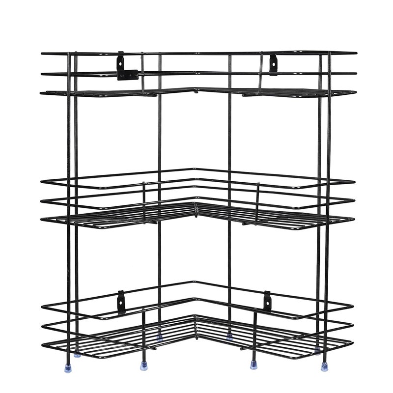 Zinbell 3 Layer L Shape Corner Stand for Multipurpose Storage of Kitchen and Bathroom Size 33 L x 33 B x 46 H cm Colour Black - Image 3