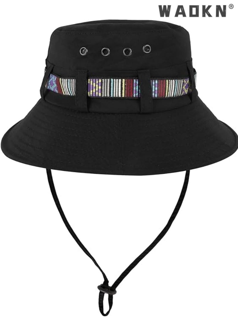 WAOKN Brim Sun Hats, Bucket Hat for Fishing Hiking Garden,Waterproof Sun Hat Wide Brim Bucket Hat UV Protection Boonie Hat,Mountaineering Cap，Summer Beach Bucket Hat for Men Women(Black) - Image 1