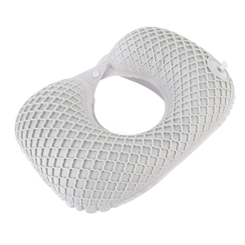 Inflatable Travel Neck Pillow Press to Inflate Lightweight Portable U Shaped Headrest Cushion for Office Airplane Train Car Light Grey - Image 5
