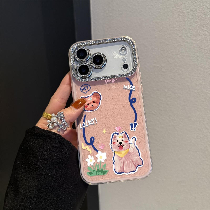 Bright Pink Rhinestone Glitter Polka Dot Phone Case For iPhone 16 Pro Max Anti Fouling Durable - Image 3