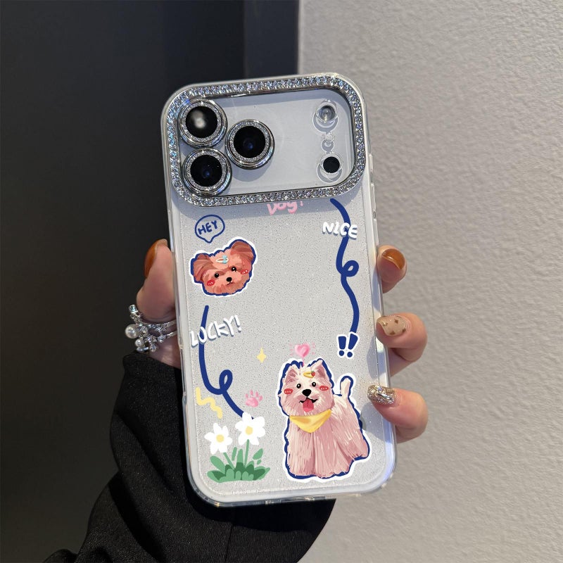 Bright Pink Rhinestone Glitter Polka Dot Phone Case For iPhone 16 Pro Max Anti Fouling Durable - Image 2