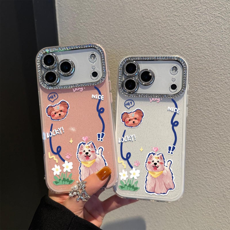 Bright Pink Rhinestone Glitter Polka Dot Phone Case For iPhone 16 Pro Max Anti Fouling Durable - Image 1