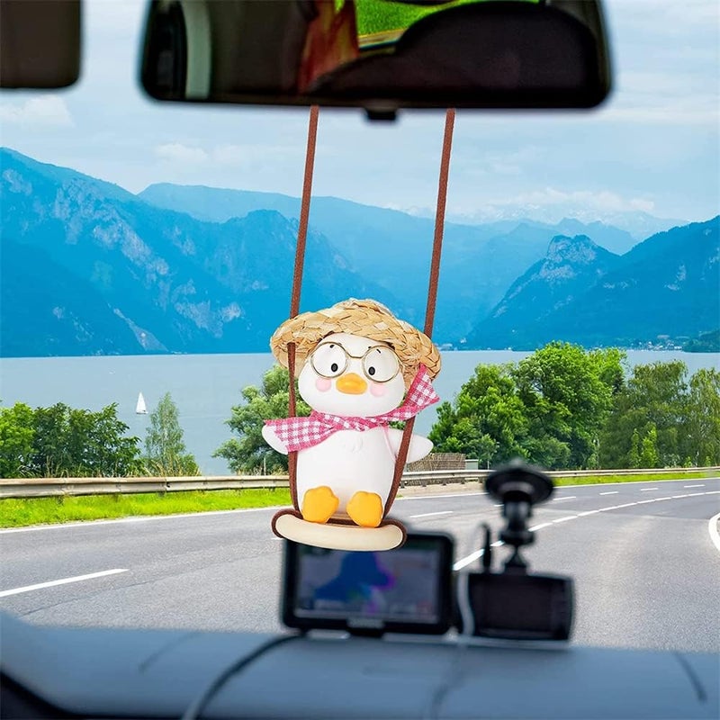Zikra Swing Duck Car Hanging Ornament - Cute Pendant Auto Decoration, Flying Duck Rear View Mirror Accessories for Interior Decoration (Likable Style) - Image 5