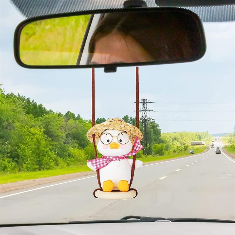 Zikra Swing Duck Car Hanging Ornament - Cute Pendant Auto Decoration, Flying Duck Rear View Mirror Accessories for Interior Decoration (Likable Style) - Image 3