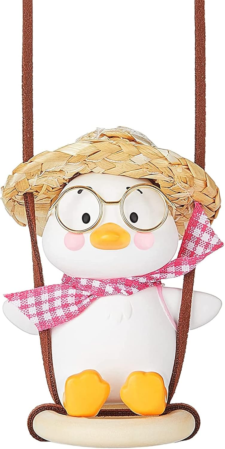 Zikra Swing Duck Car Hanging Ornament - Cute Pendant Auto Decoration, Flying Duck Rear View Mirror Accessories for Interior Decoration (Likable Style) - Image 1