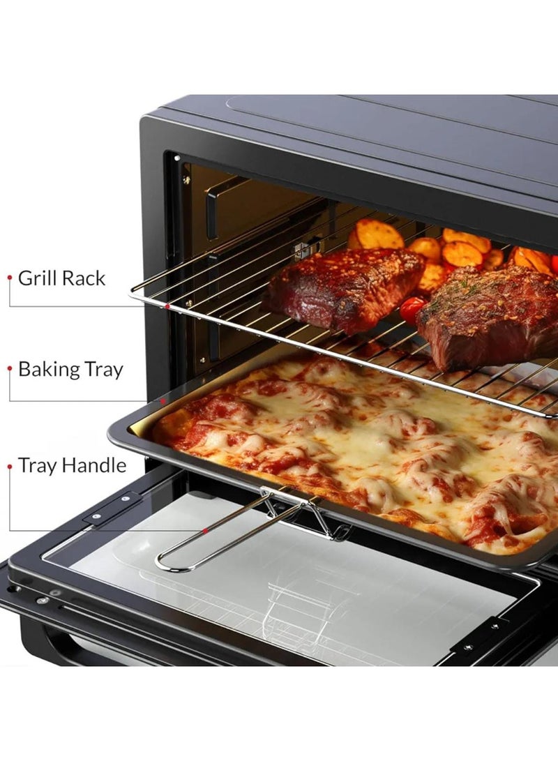 Electric French Oven 45L with Bake Tray, Rack, Lamp, Rotisserie & Tray Handle – Countertop Toaster Oven for Baking, Grilling, Roasting – Adjustable Thermostat, Easy to Clean, Elegant Design  - Image 4