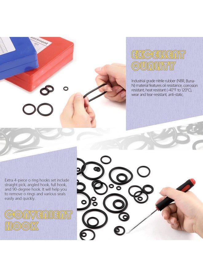 Swpeet Swpeet 834Pcs SAE and Metric Universal O-Ring Washer with Long and Short Pick and Hook Assortment Kit, Nitrile Rubber O Ring SAE Metric Rubber O-Ring Washer for Plumbing Automotive Faucet Repair More  - Image 5