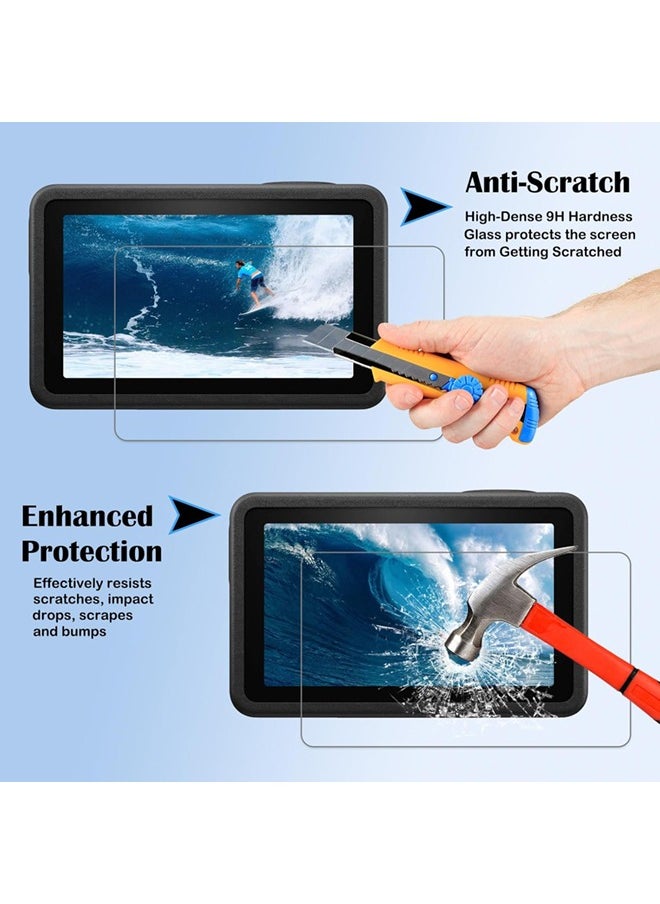 Screen Protector for DJI OSMO Action 5 Camera, Osmo Action 5 Lens Protector, Tempered Glass LCD Display Film, Silicone Lens cap Cover, 0.3mm 9H Hardness Anti-Scrach Anti-Bubble (6+2 Pack)
