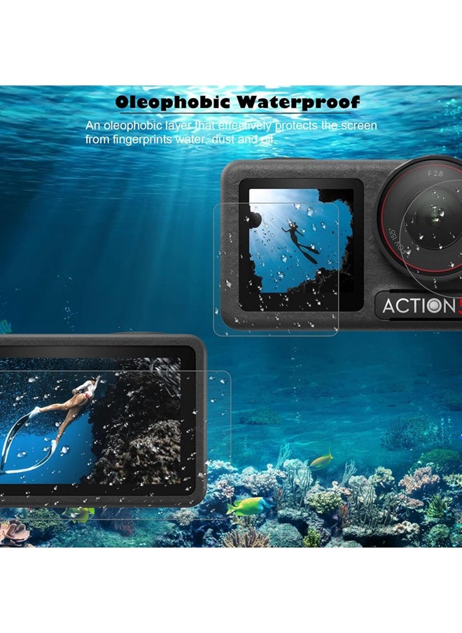 Screen Protector for DJI OSMO Action 5 Camera, Osmo Action 5 Lens Protector, Tempered Glass LCD Display Film, Silicone Lens cap Cover, 0.3mm 9H Hardness Anti-Scrach Anti-Bubble (6+2 Pack)