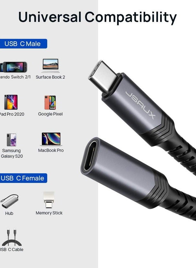 jsaux USB C Extension Cable 2M, Type C 3.1 GEN 2 Male to Female Extender Cord, PD 100W/5A, 10Gbps Sync Transfer Compatible with Switch 2, iPhone 17, USB C Hub/Dock, MacBook, iPad Pro, Galaxy S23 - Image 3
