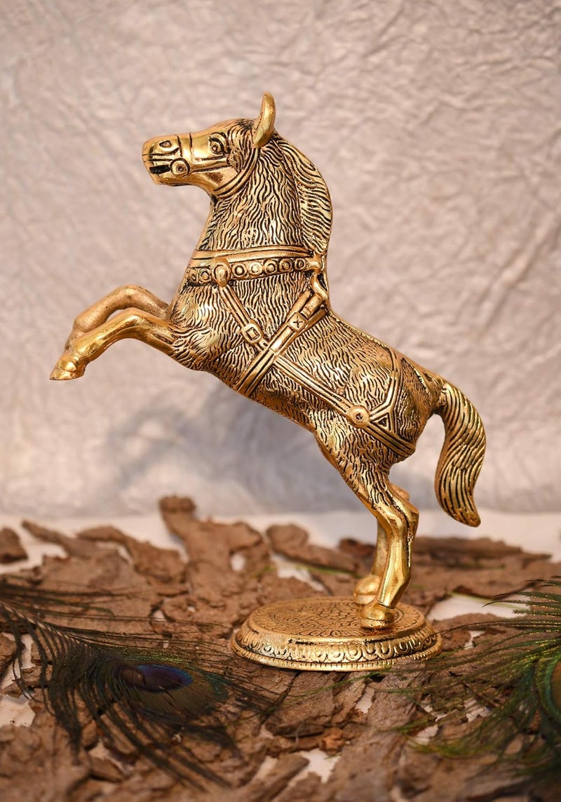 JAIPUR ACE Brass Metal Standing Horse for Home Office Decor Good for Vastu - Image 1