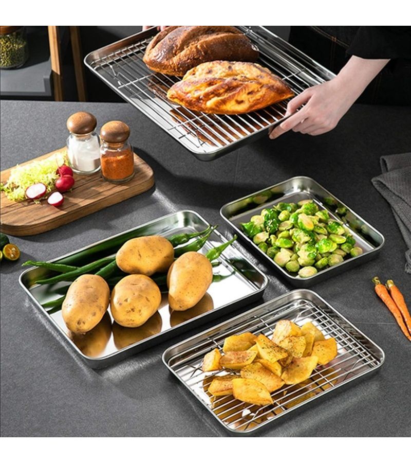 New Style Non-Stick Stainless Steel Baking Trays Set Of 2 - Image 2