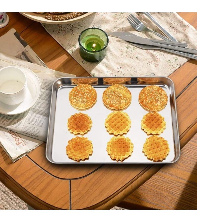 New Style Non-Stick Stainless Steel Baking Trays Set Of 2 - Image 4