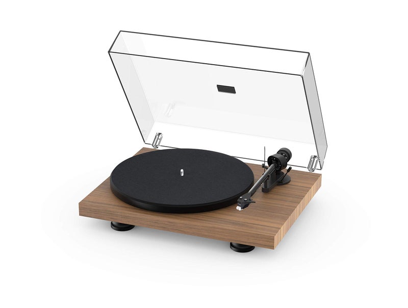 Pro-Ject Debut Carbon EVO, Audiophile Turntable with Carbon Fiber tonearm, Electronic Speed Selection and pre-Mounted Sumiko Rainier Phono Cartridge (Satin Walnut) - Image 1